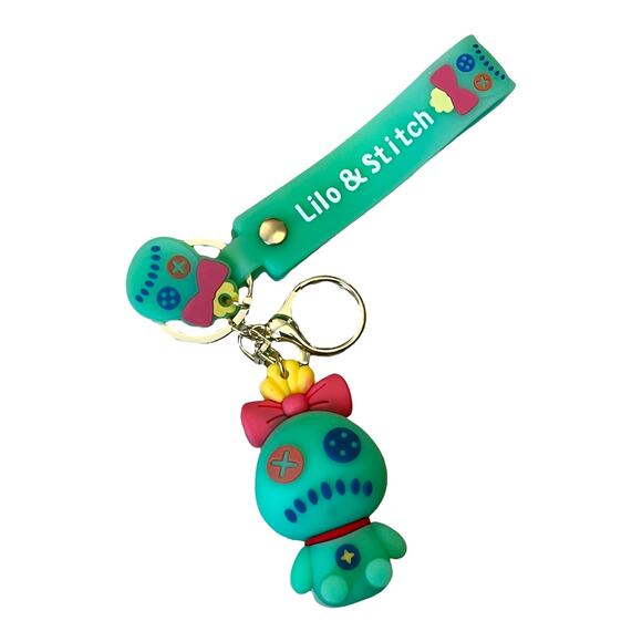 NEW Lilo & Stitch SCRUMP Wristband KEYCHAIN Key Clip Purse Fob + Doll Face Charm - Picture 1 of 6